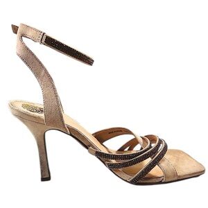 VINCE COMUTO Brevern Square Toe Ankle Strap Heeled Sandals, Biscuit Color, Sz 10